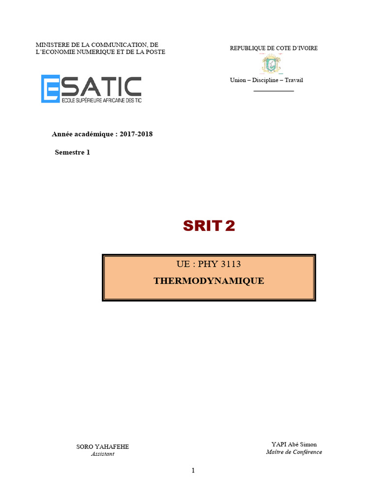 Concepts de base en thermodynamique | PDF | Chaleur | Thermodynamique