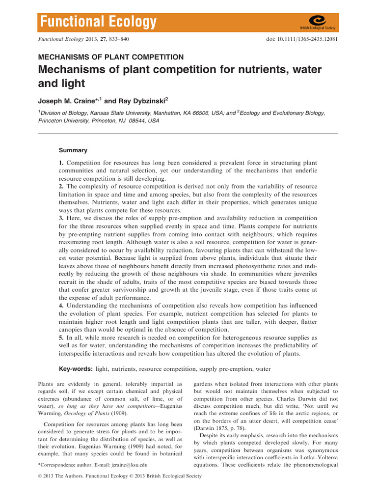 Plant Competition Mechanisms Explained | PDF | Soil | Root