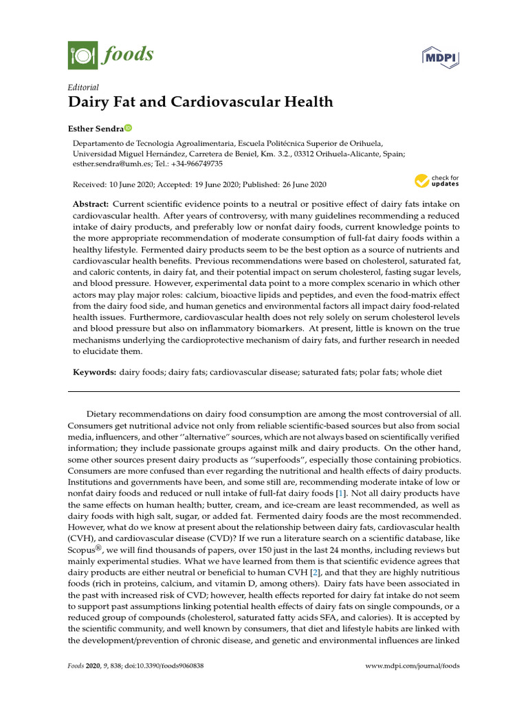 Dairy Fats and Cardiovascular Health Insights | PDF | Fat ...