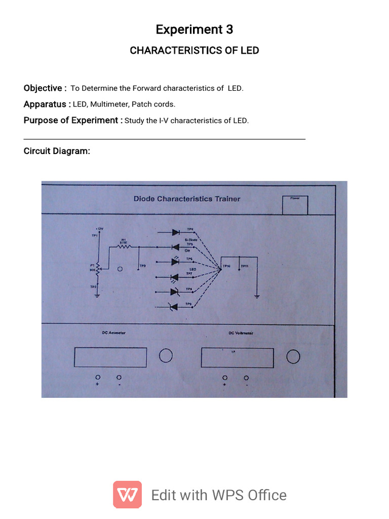 I-V Characteristics of LED Experiment | PDF