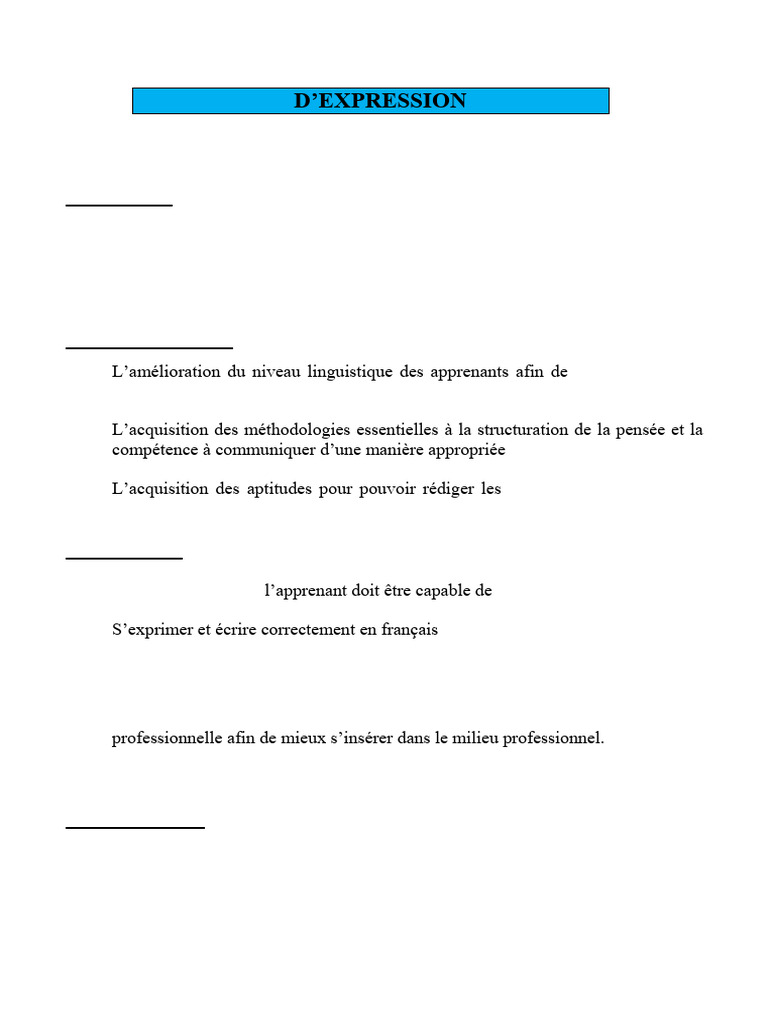Techniques d'Expression Française en Cours | PDF | Phrase | Mécanique ...