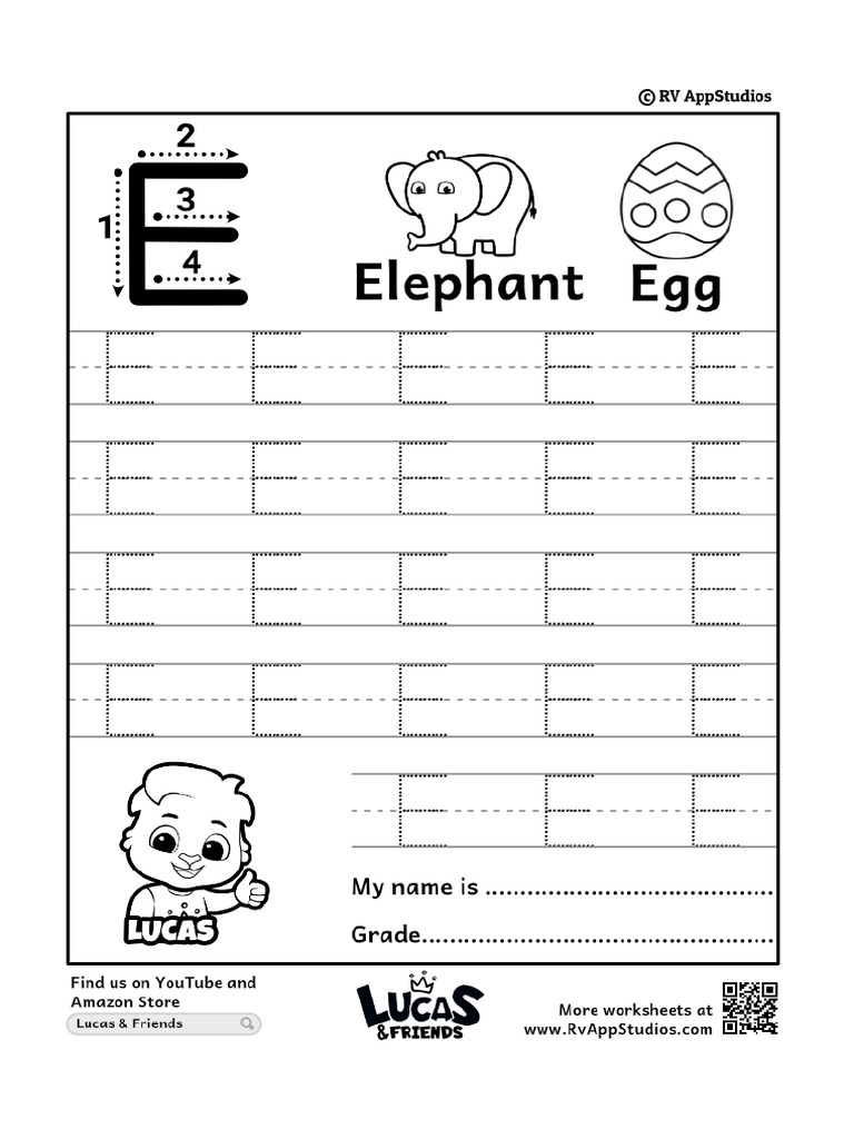 273 Free Printable Worksheets For Kids Capital Letter e Tracing ...