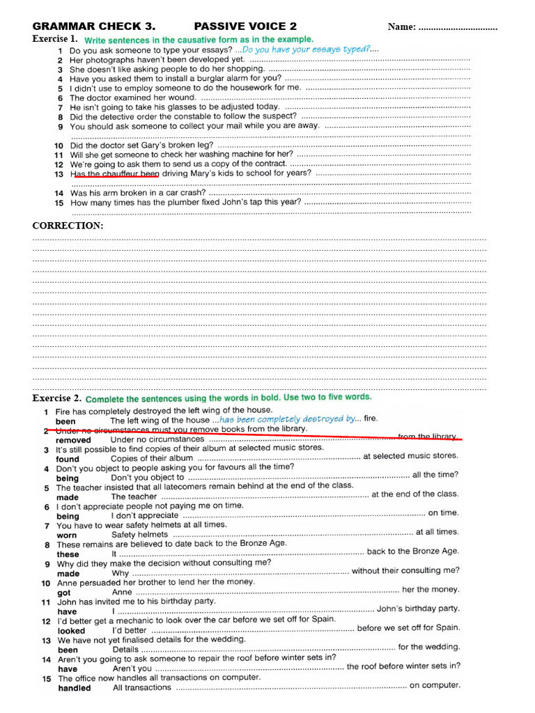 Grammar Check 3. Passive Voice 2 - Key | PDF | Linguistic Morphology ...