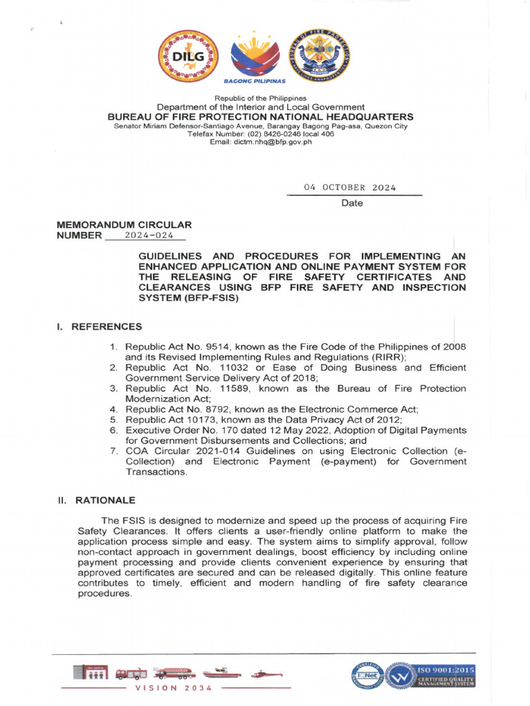 BFP Online Fire Safety Certificate Guidelines | PDF | Regulatory ...