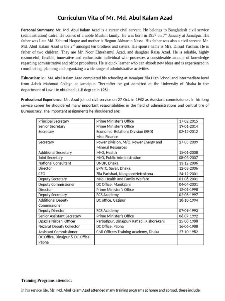 CV of Mr. AK Azad - Psecy - 020815 | PDF