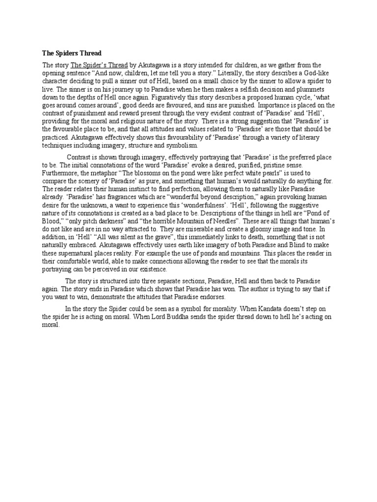 The Spider's Thread: Morality and Choices | PDF | Hell | Religious ...