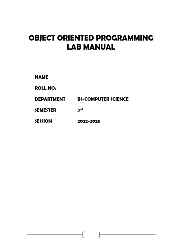 C++ Object Oriented Programming Lab Manual | PDF | Programming ...