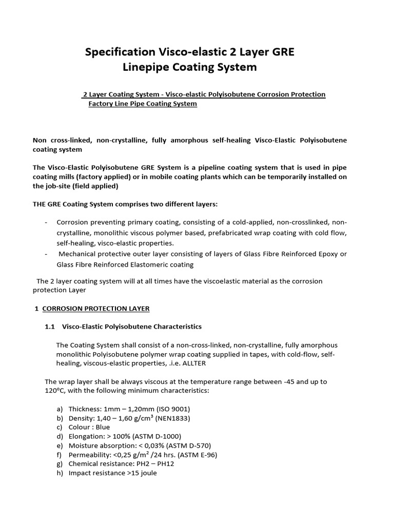 Visco-Elastic GRE Pipeline Coating System | PDF | Coating | Viscoelasticity
