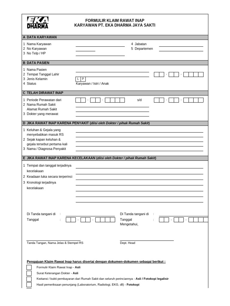 Formulir Klaim Rawat Inap & Jalan | PDF