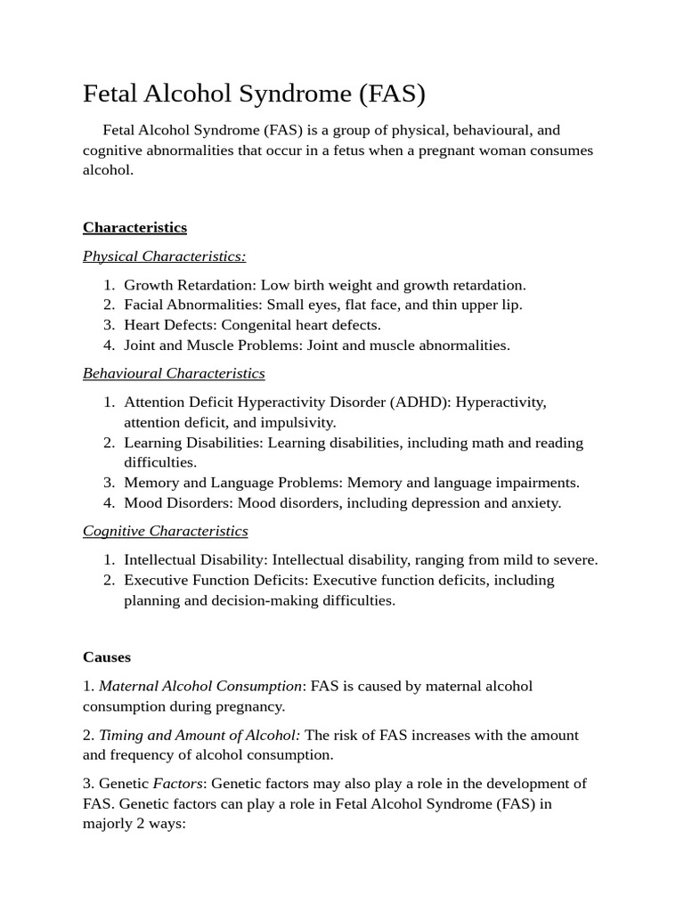 Understanding Fetal Alcohol Syndrome (FAS) | PDF | Attention Deficit ...