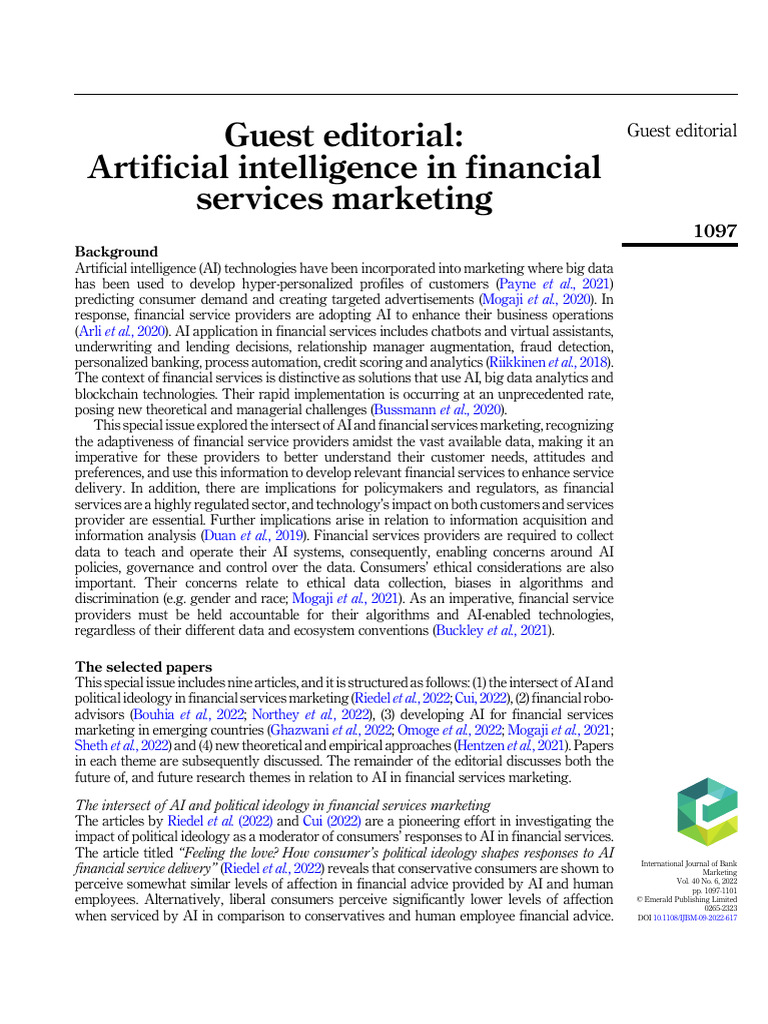 Artificial Intelligence in Financial Services Marketing | PDF ...