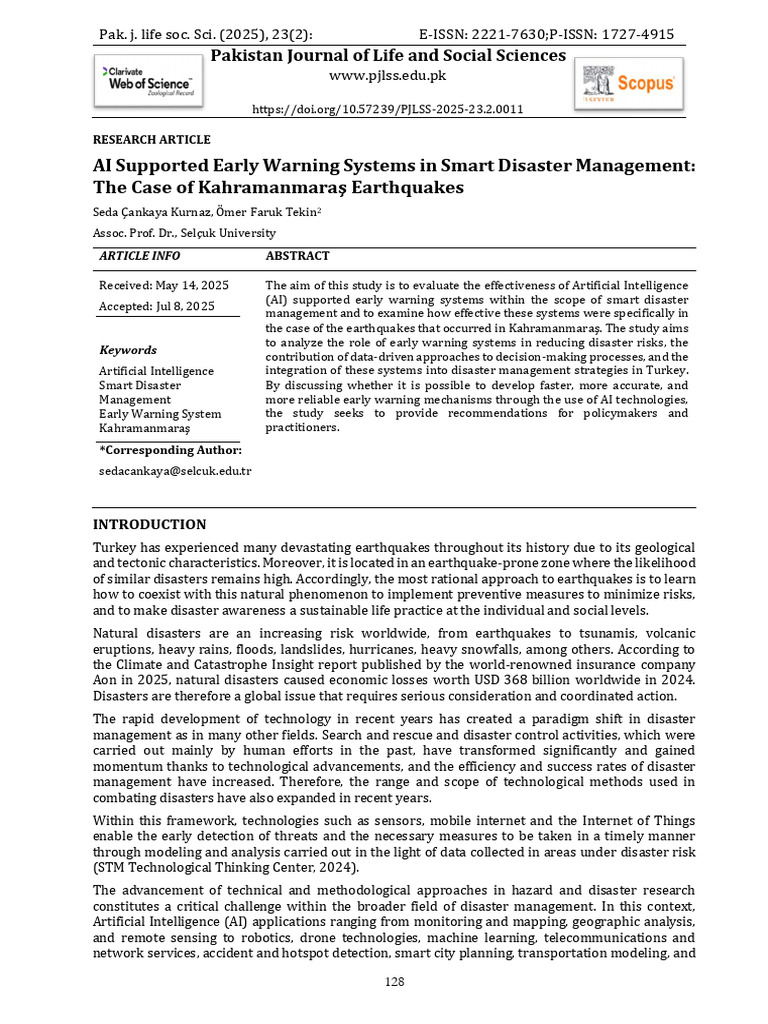 AI Supported Early Warning Systems in Smart Disaster Management-The ...