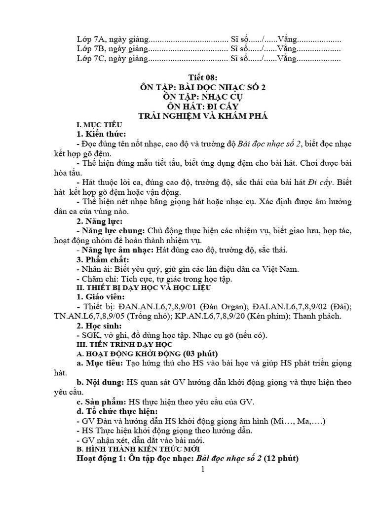 Âm Nhạc - Tiết 8 - Lớp 7C | PDF