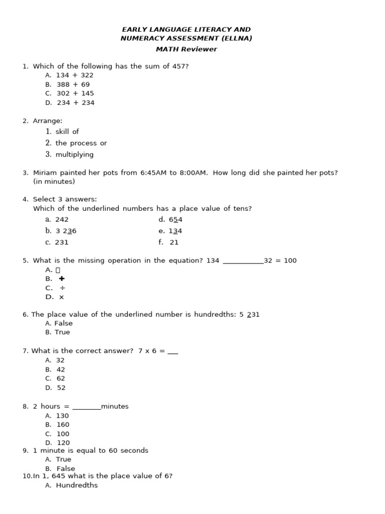 Ellna Math Reviewer Pdf