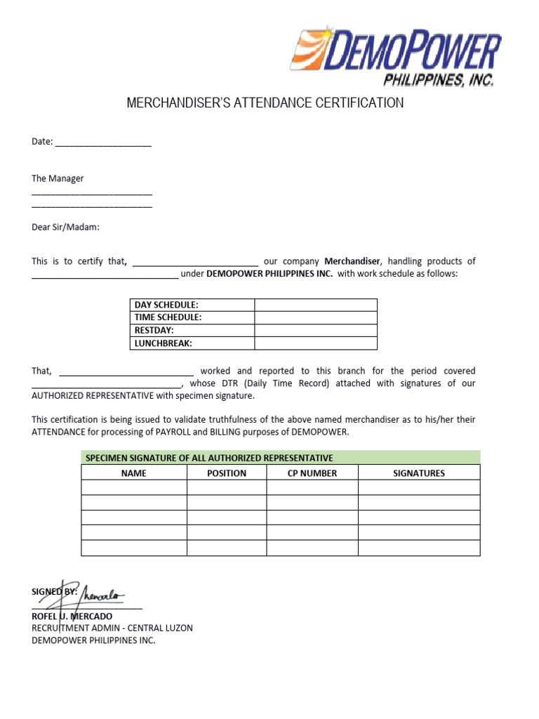 Specimen Signature Letter | PDF