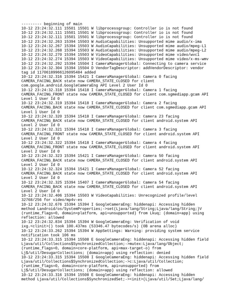 Camera and Audio Capabilities Log | PDF | Mobile App | Android ...