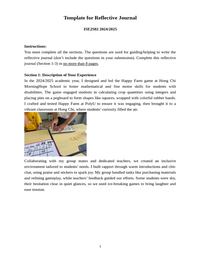 Reflective Journal Template(1) | PDF | Learning | Psychology