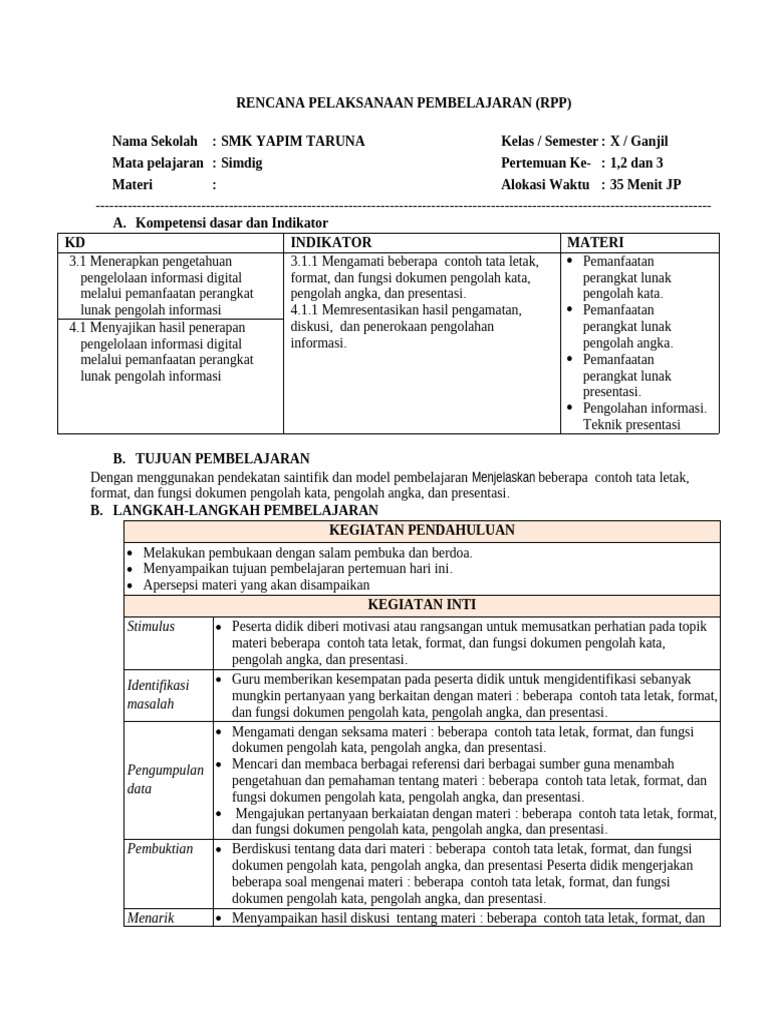 RPP 1 | PDF