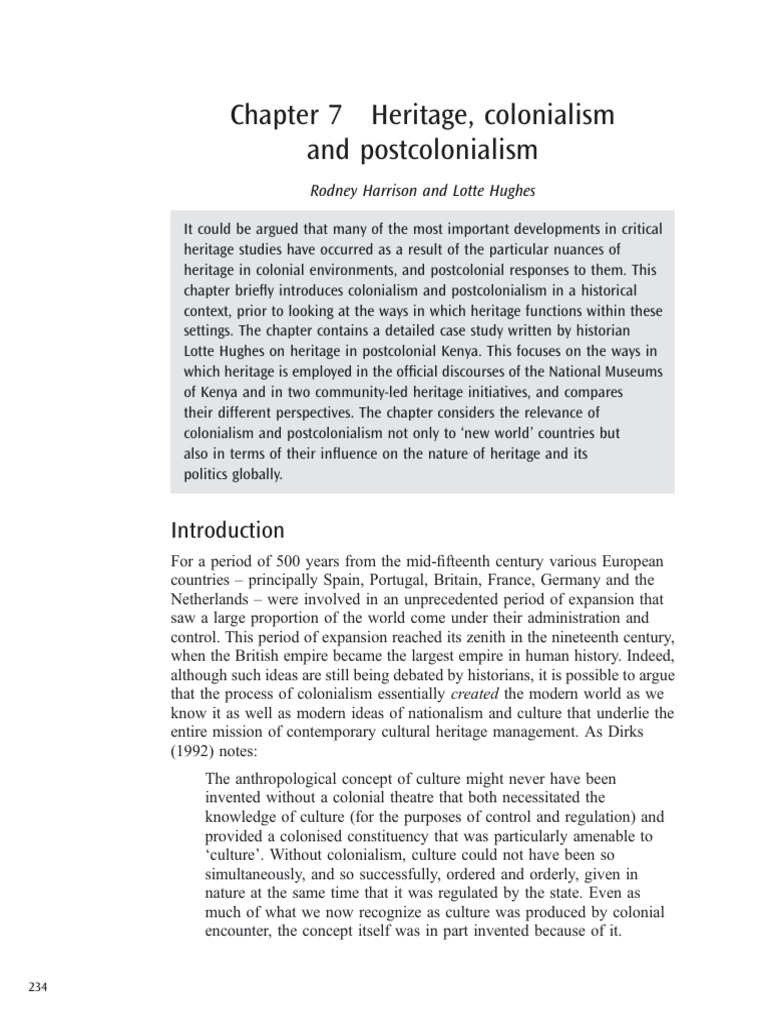 Heritage in Colonial and Postcolonial Contexts | PDF | Colonialism ...