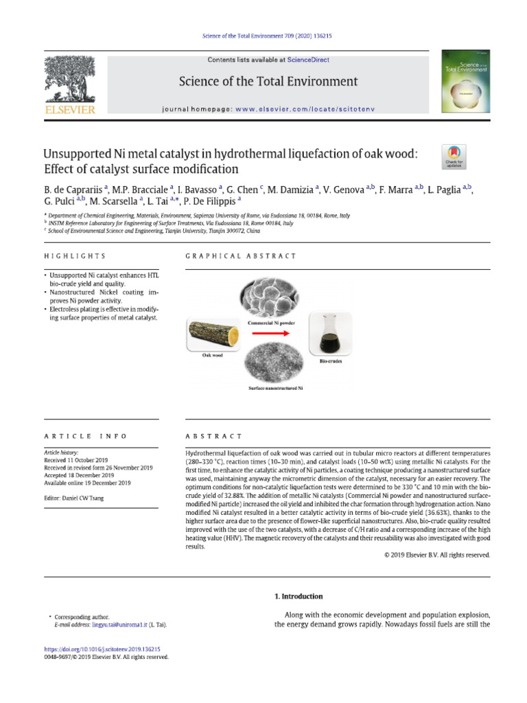 Unsupported Ni Metal Catalyst in Hydrot. | PDF