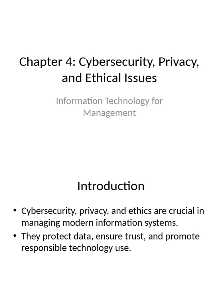 Chapter 4 Cybersecurity Privacy and Ethical Issues | PDF | Security ...