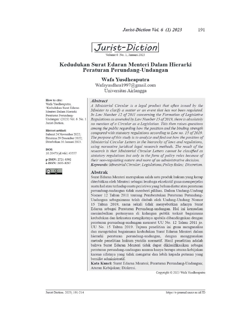Surat Edaran Dalam Hirarki Perundangan | PDF