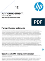 HP Q1 Fy12 Earnings Announcement: February 22, 2012