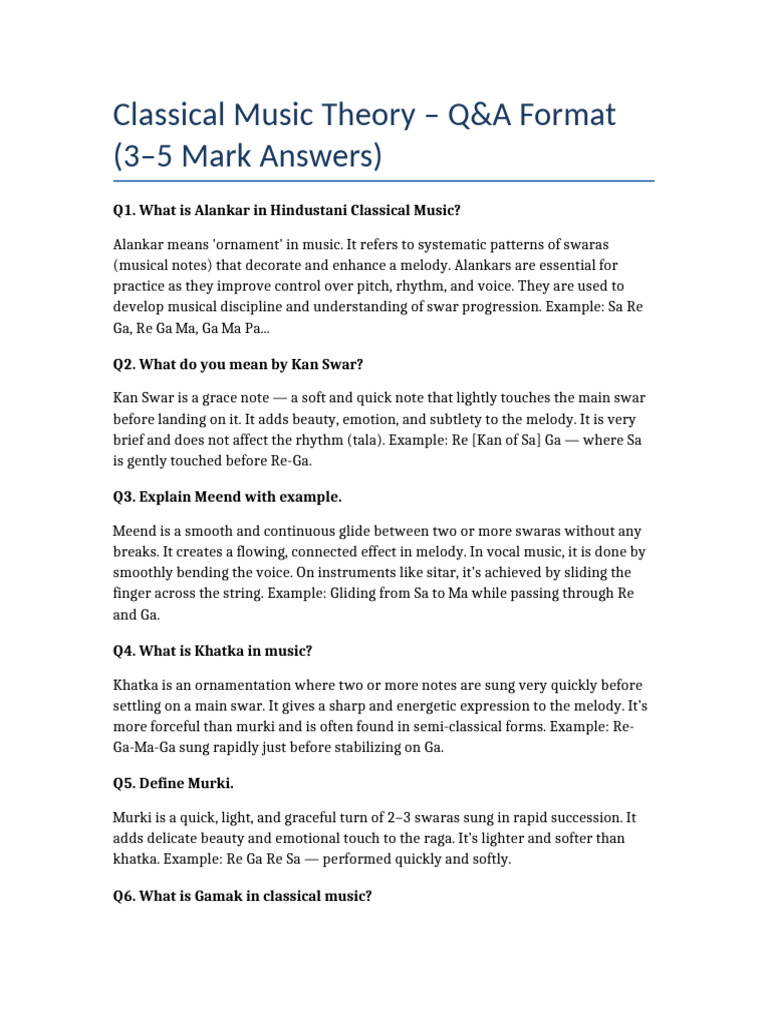 Classical Music Theory Q&A Guide | PDF | Musicology | Classical And Art ...
