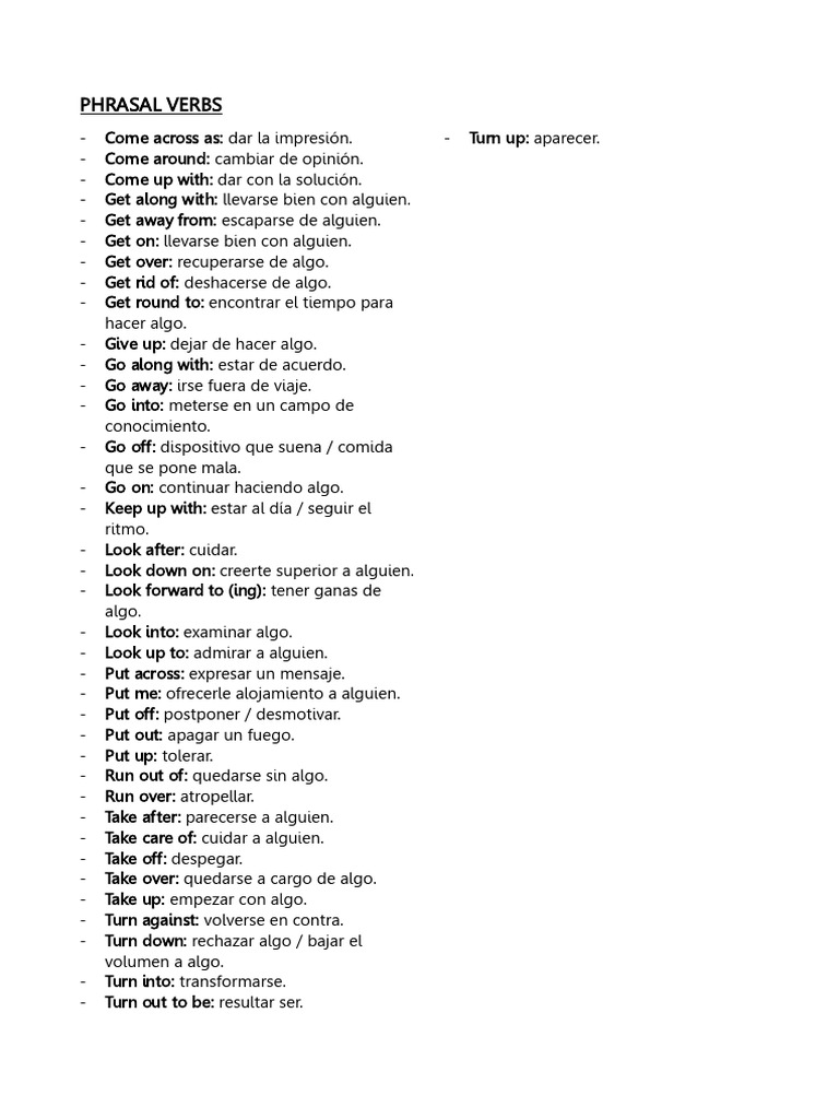 Lista de Phrasal Verbs Comunes | PDF
