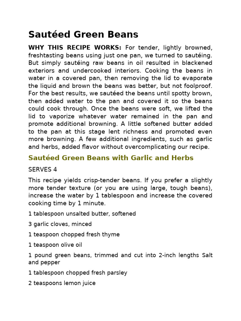 Sautéed Green Beans | PDF