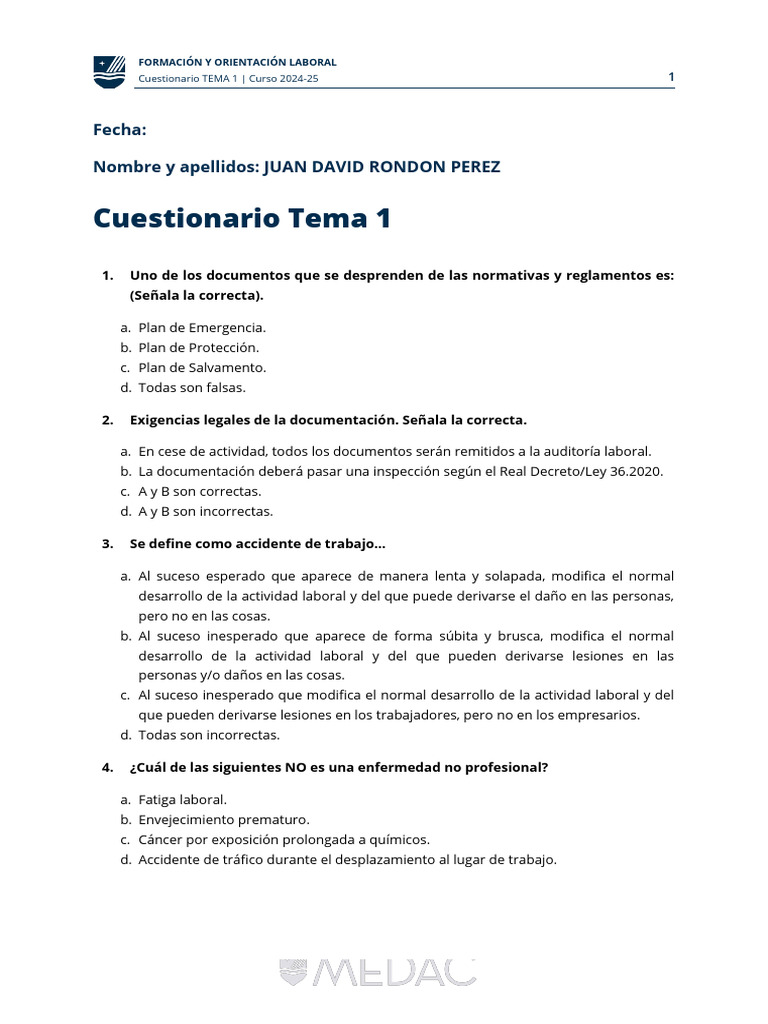 Juan David Rondon Tema 1 Fol Cuestionario | PDF