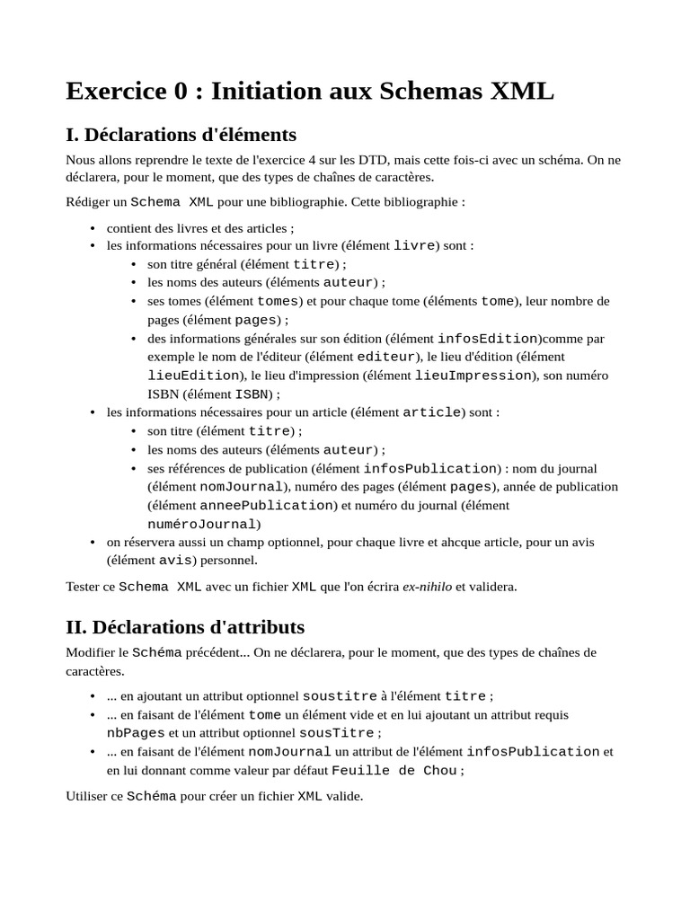 Schéma XML pour Bibliographie et Articles | PDF | XML | Informatique