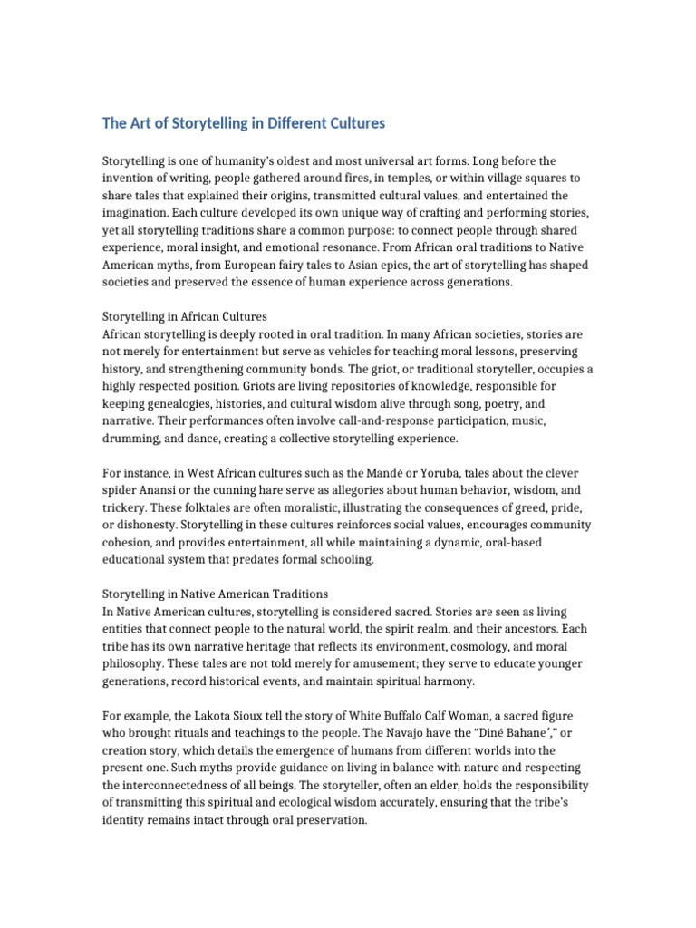 Global Storytelling Traditions Explained | PDF | Storytelling | Narrative