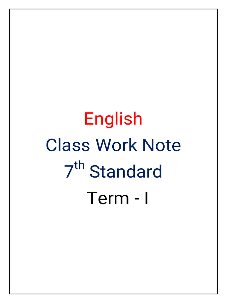 7th Grade English Class Notes: Term 1 | PDF