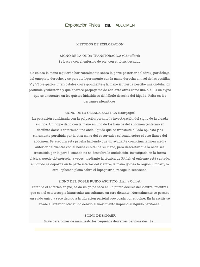 Exploracion Fisica Abdomen | PDF