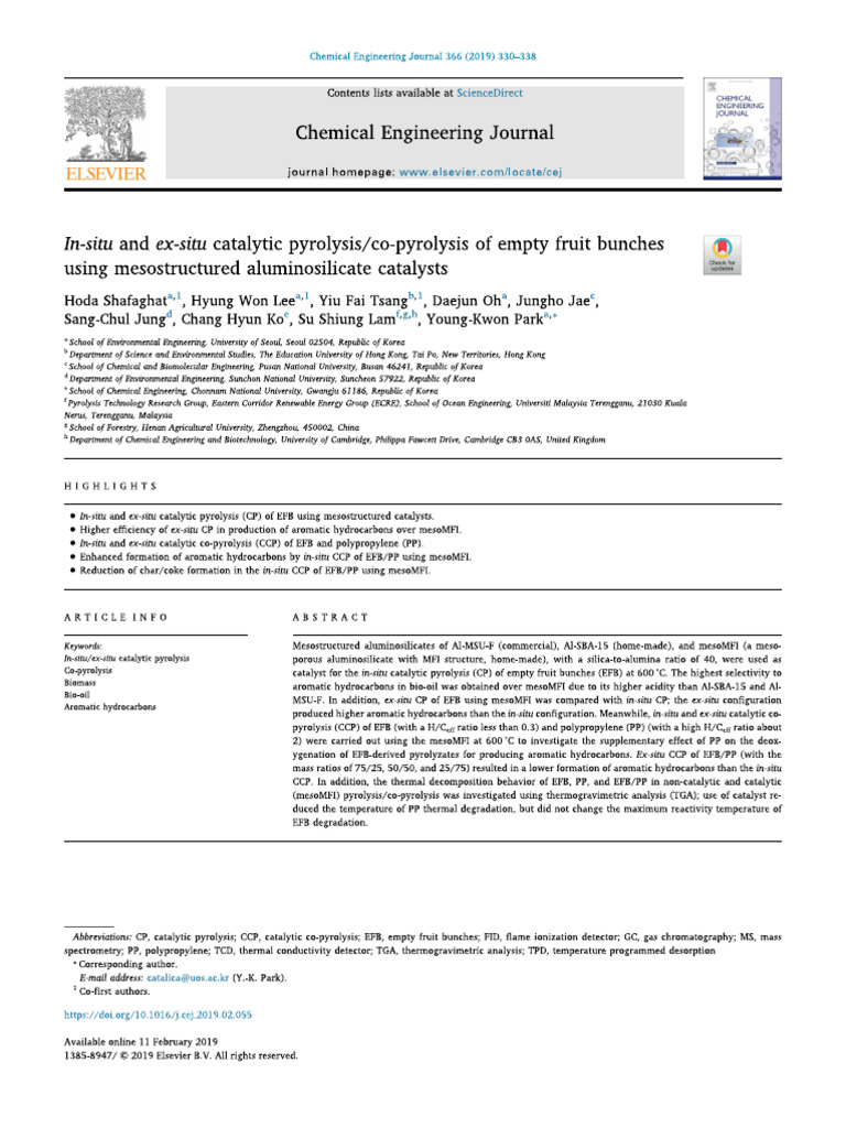 In-Situ and Ex-Situ Catalytic Pyrolysis. | PDF