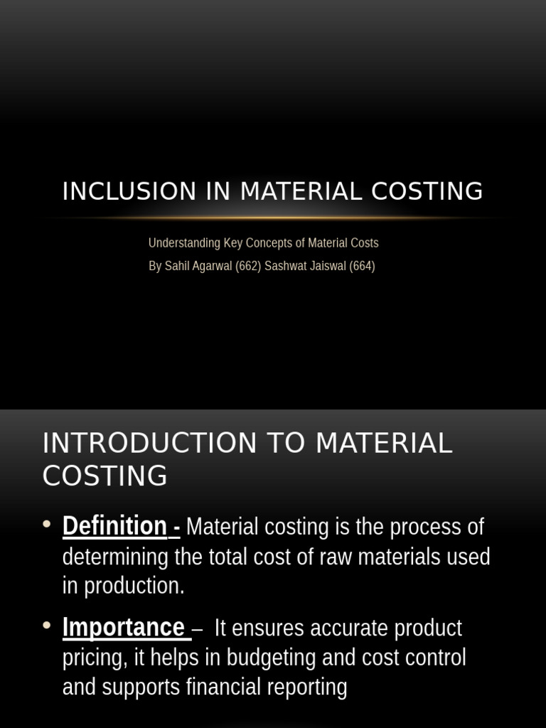 Inclusions in Material Costing | PDF | Cost | Cost Accounting