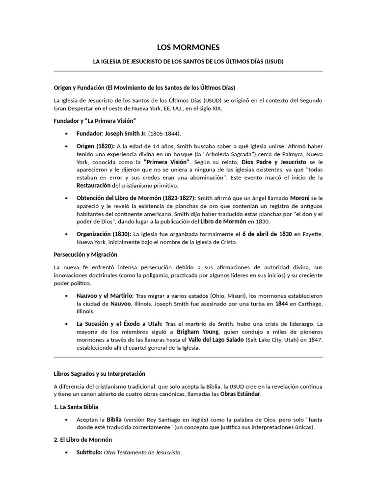 Los Mormones | PDF | Movimiento Santo de los Últimos Días | La Iglesia ...