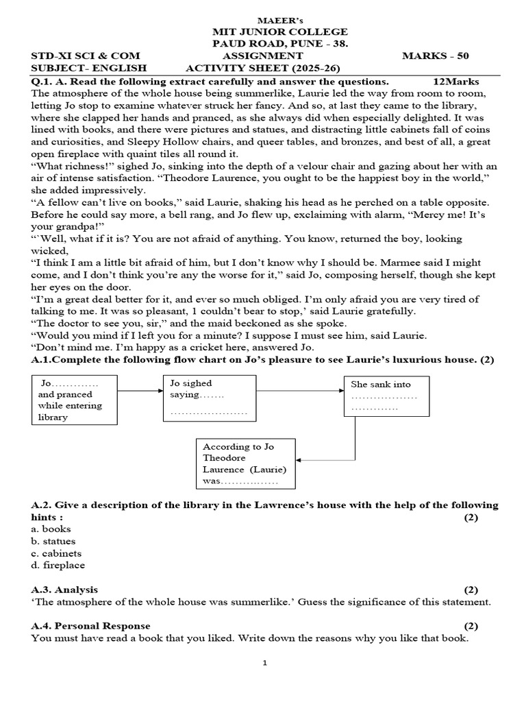 English Assignment for XI Science & Commerce | PDF
