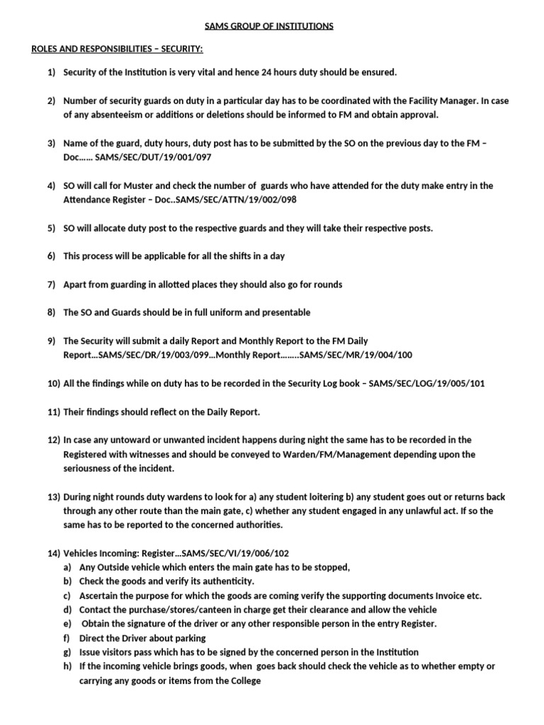 Security Officer Responsibilities Overview | PDF