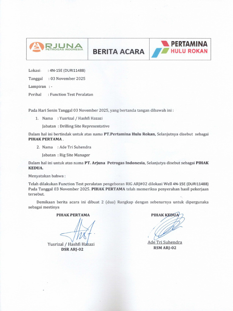 BA Fuction Test Peralatan | PDF