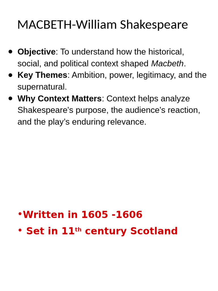 Macbeth: Context and Themes Explained | PDF | Macbeth