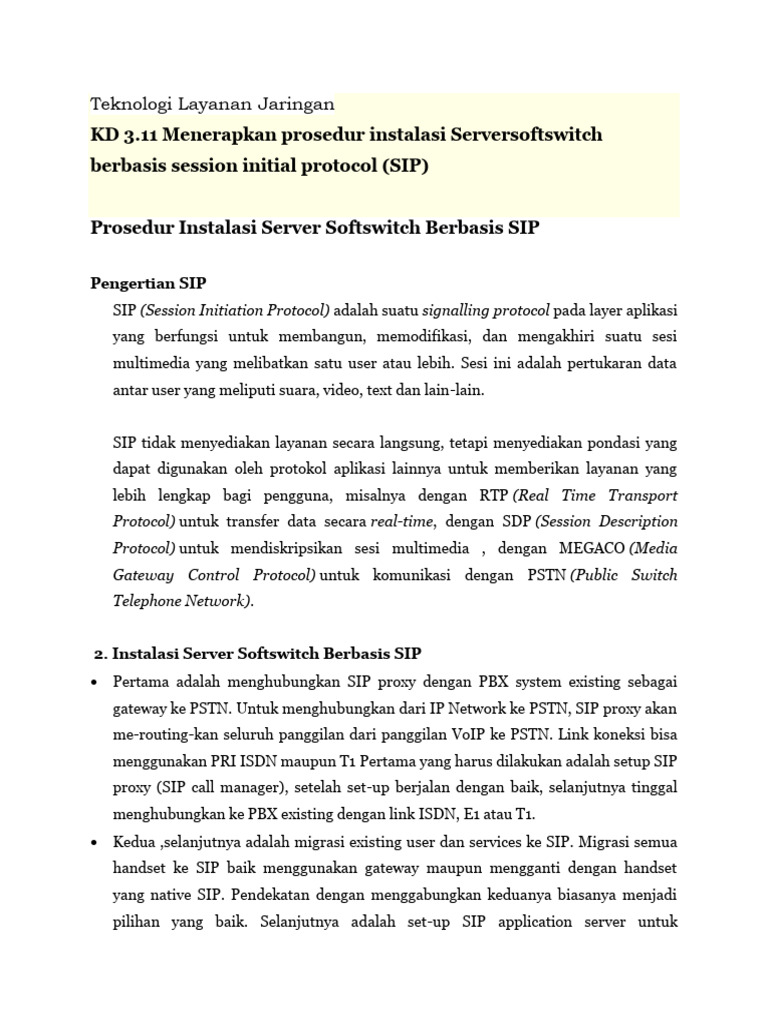Instalasi Server Softswitch SIP | PDF