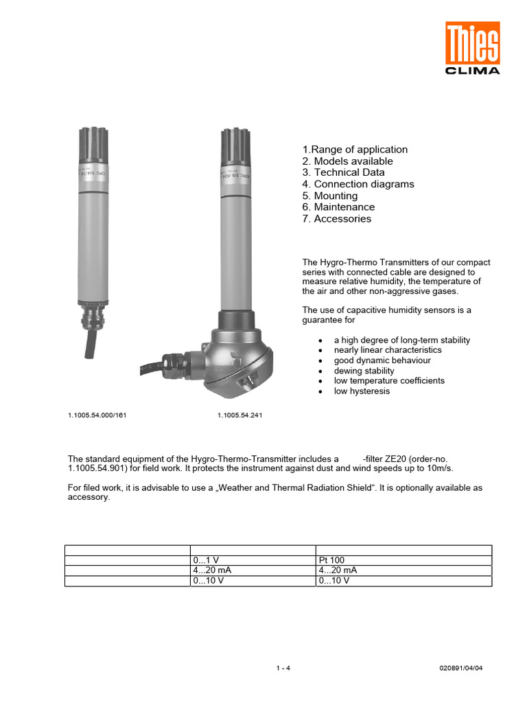 Hygro-Thermo Transmitter User Guide | PDF | Humidity | Physical Phenomena
