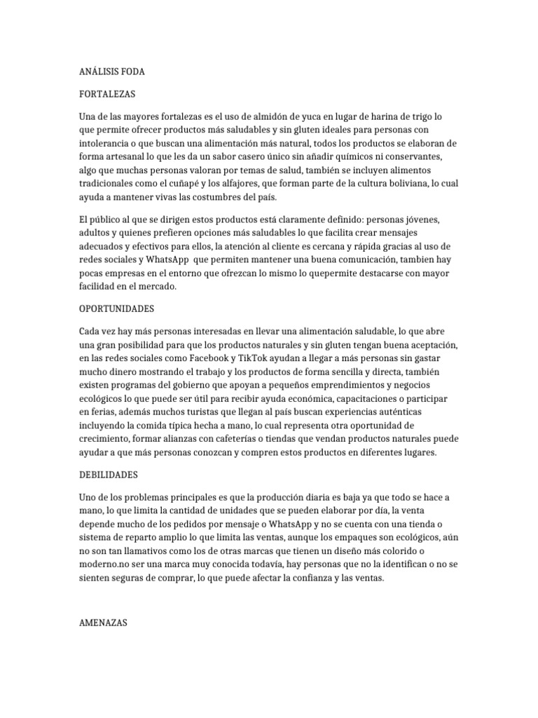 Análisis FODA de Productos Saludables | PDF | Alimentos | Economias