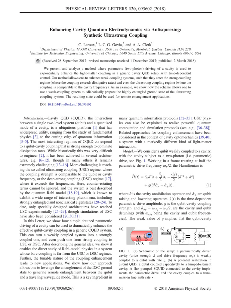 Enhancing Cavity Quantum Electrodynamics Via Antisqueezing - Synthetic ...