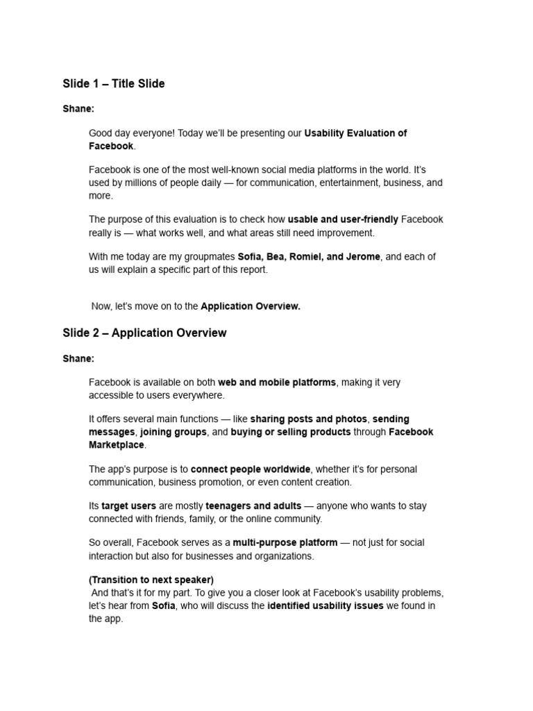 Facebook Usability Evaluation Report | PDF | Usability | Facebook