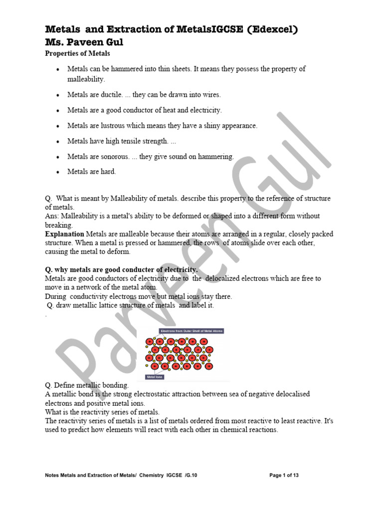 Metals and Their Extraction Methods | PDF | Rust | Iron