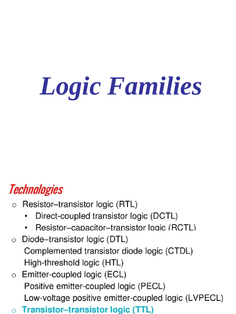 2DE Logic Families TTL | PDF | Logic Gate | Electrical Components