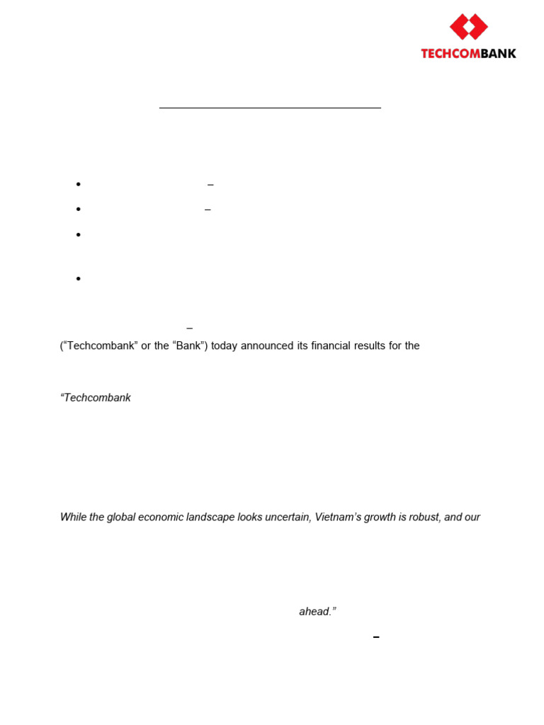 Techcombank FY24 Annual Report Summary | PDF | Banks | Finance & Money ...